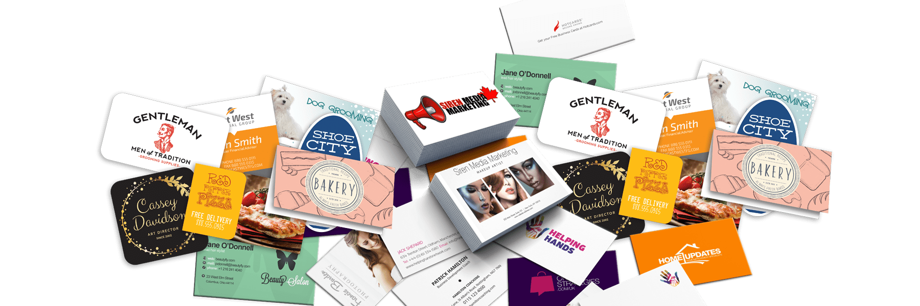 Scattered business cards