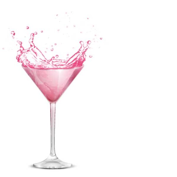 martini glass with pink liquid in it