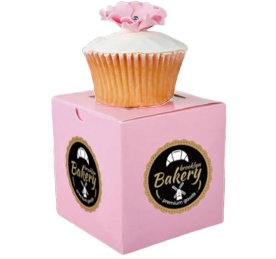 Cupcake box with a frosted cupcake on top
