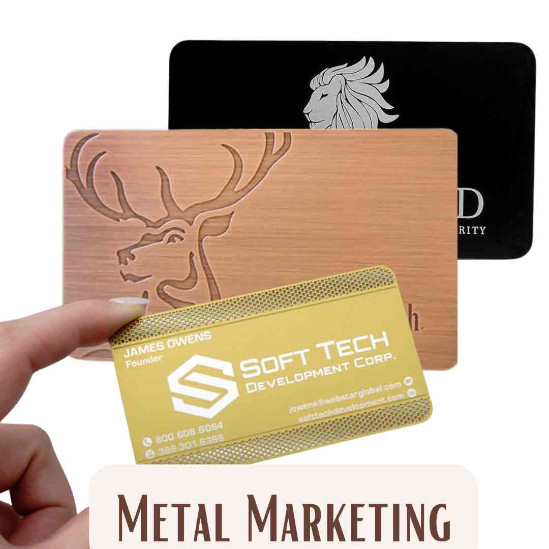 Black metal, Rose Gold and Brass Business cards siren media marketing