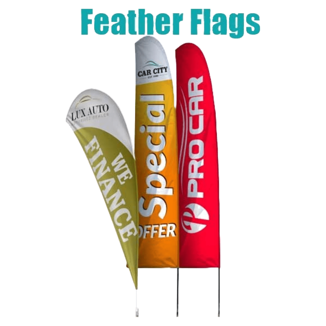 three feather flags